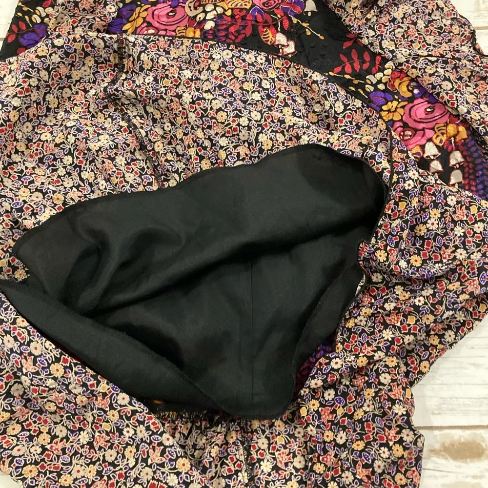 Anna Sui Silk MIDI Length Asymmetrical Floral Skirt Size 6 - Picture 12 of 12